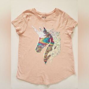 Unicorn Sequin Kids T-Shirt - Peach